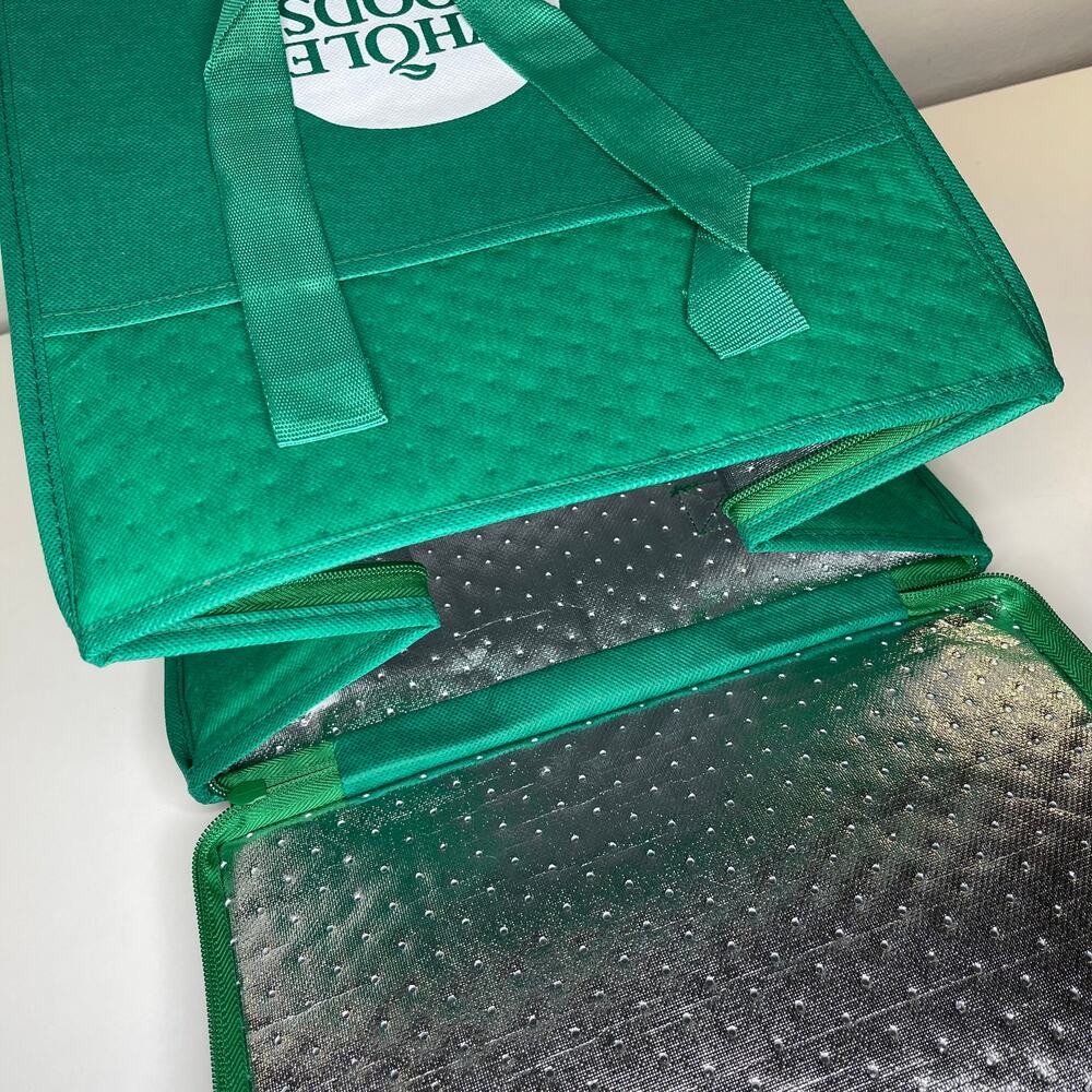 Whole Foods Market Green Insulated Hot Cold Cooler Tote Bag White Logo NEW! NWT! - Picture 7 of 11